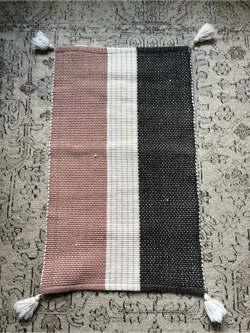 Hearth & Hand with Magnolia Shower Curtain & Rug Set - Mauve, Cream, Gray, Black